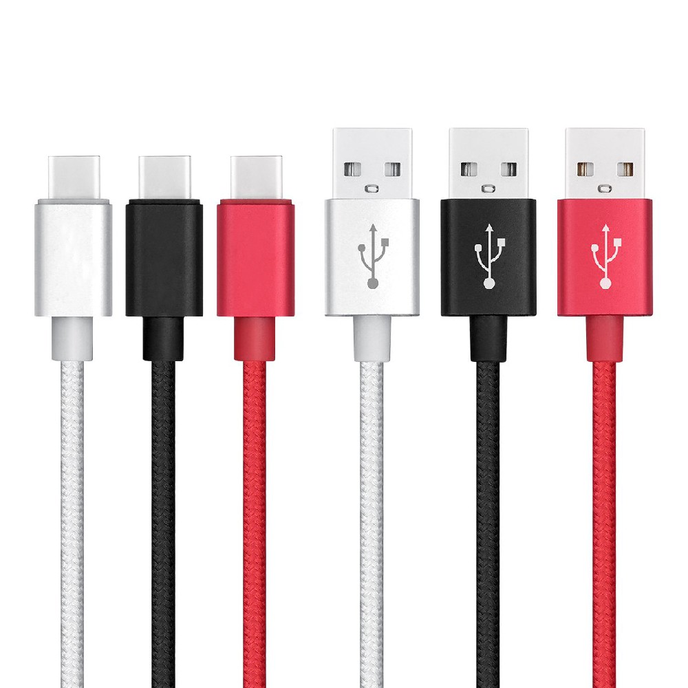 3-Pack USB Type C to USB 2.0 Cable Nylon Braided Fast Charging Cord