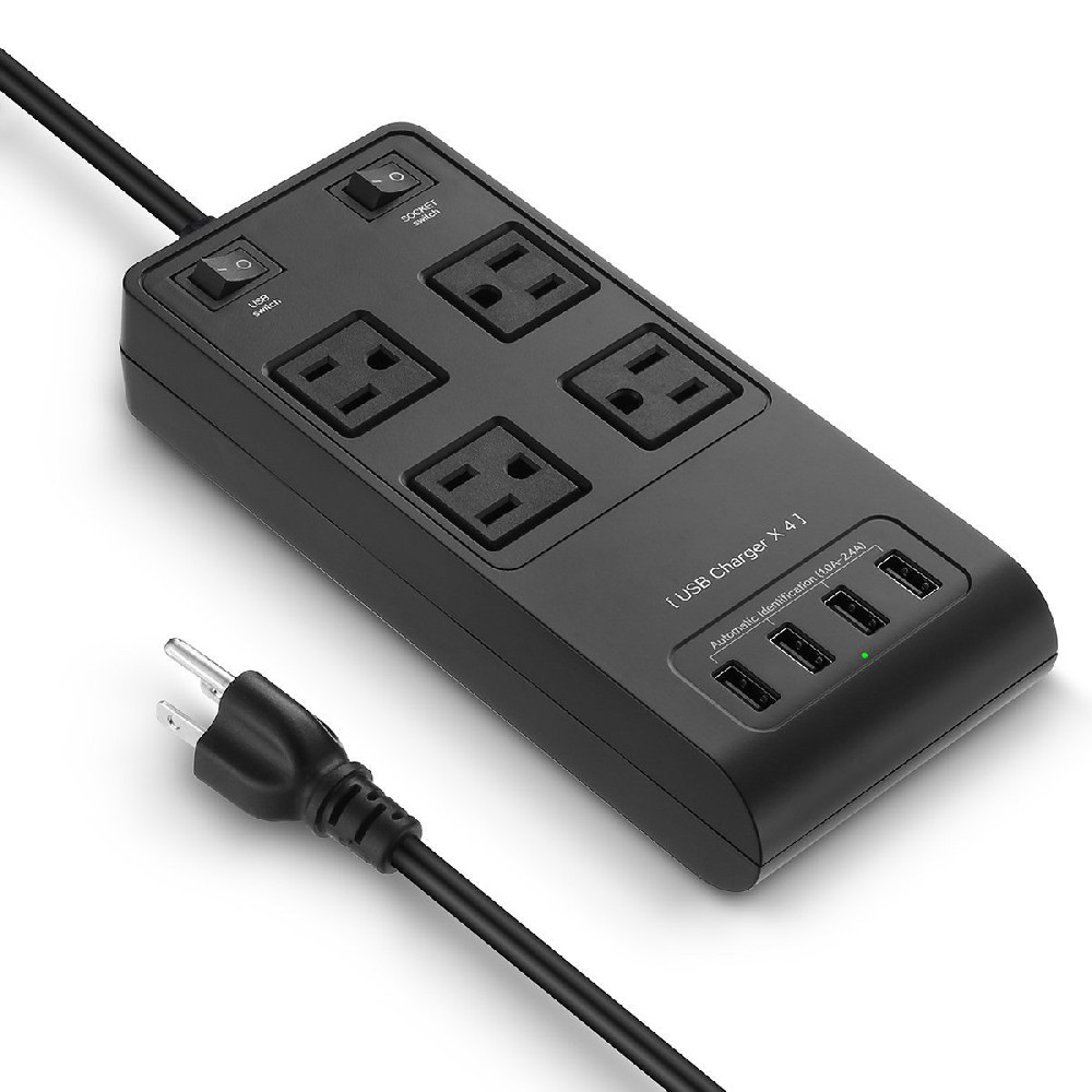 Electrical Power Bar 4 Outlet Power Strip With USB Charging Ports