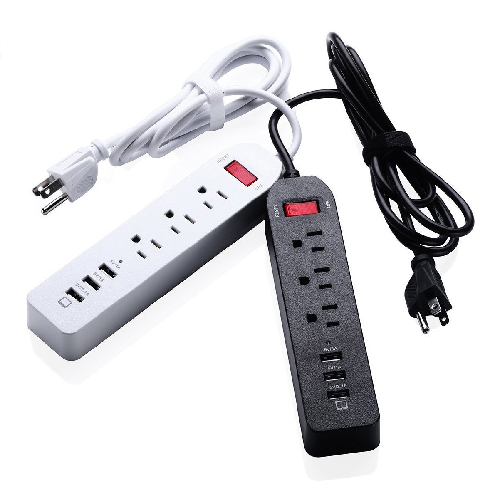 3 Smart USB Power Bar Charger 3 Outlet Power Strip With On Off Switch
